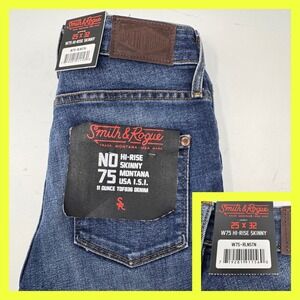 NWT Smith & Rogue No. 75 Women's High Rise Skinny Jeans 25x32‎ Montana Denim Blu